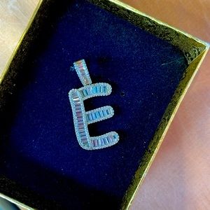 Sterling Silver w/Gold Filled Overlay w/Baguette Letter E